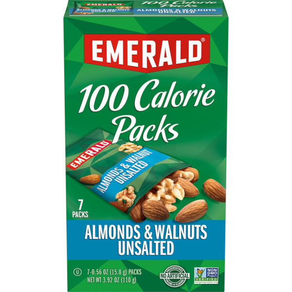 68939077bc65f6783eed097e3fd4e90f09de44a2c3669d77eb3ca.jpg Emerald Nuts Mixed Nuts Variety Pack 18ct (1-Pack) , 100-Calorie Individual Packs , Features Dry Roasted Almonds, Natural Almonds & Walnuts, and Roasted & Salted Cashews