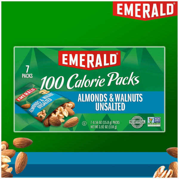 6893907f2be04a9bd6585de41fb202f87a0e19e310bd1cf79ebfc.jpg Emerald Nuts Mixed Nuts Variety Pack 18ct (1-Pack) , 100-Calorie Individual Packs , Features Dry Roasted Almonds, Natural Almonds & Walnuts, and Roasted & Salted Cashews