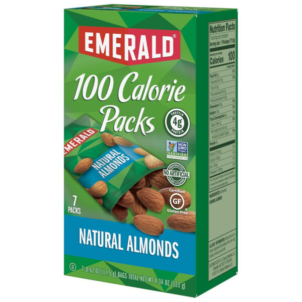 6893908f0c596bcbc468c3a573ef1604e625ddd597e1f8b63ef8f.jpg Emerald Nuts Mixed Nuts Variety Pack 18ct (1-Pack) , 100-Calorie Individual Packs , Features Dry Roasted Almonds, Natural Almonds & Walnuts, and Roasted & Salted Cashews