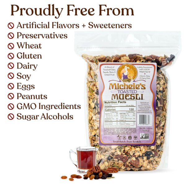 Michele's Toasted Muesli, Whole Grain Cereal, No Refined Sugar, No Added Oil, Gluten-Free & Non-GMO, 36oz Resealable Bag