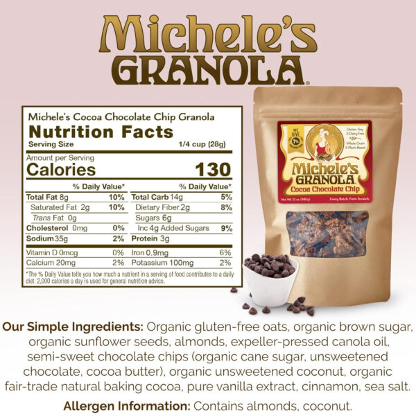 Michele's Toasted Muesli, Whole Grain Cereal, No Refined Sugar, No Added Oil, Gluten-Free & Non-GMO, 36oz Resealable Bag