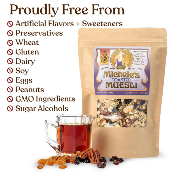 Michele's Toasted Muesli, Whole Grain Cereal, No Refined Sugar, No Added Oil, Gluten-Free & Non-GMO, 36oz Resealable Bag