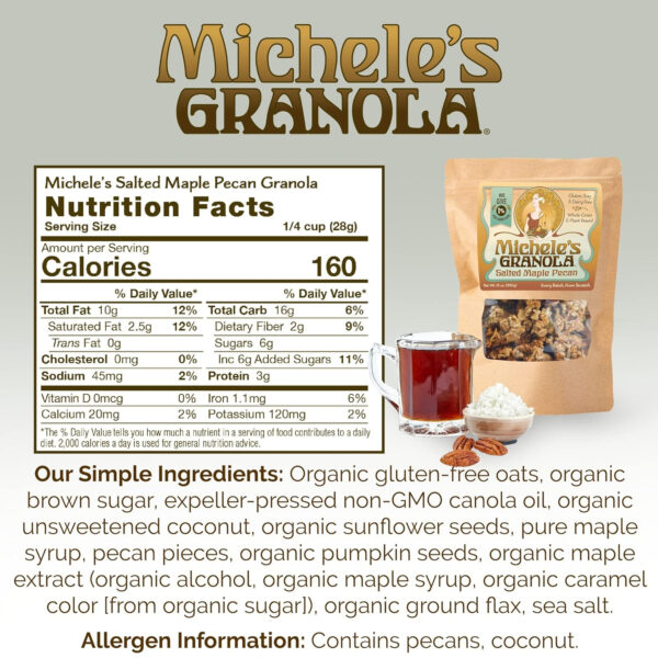Michele's Toasted Muesli, Whole Grain Cereal, No Refined Sugar, No Added Oil, Gluten-Free & Non-GMO, 36oz Resealable Bag