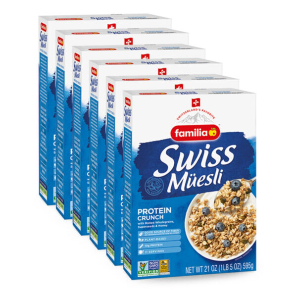 6893aa4a5052267b6e61aecab647798d51c88741eda9372c9ab6c.jpg Familia Swiss Muesli Protein Crunch, Energy-Packed Cereal with Superseeds & Honey, 21oz (Pack of 1)