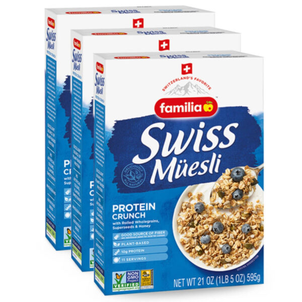 6893aa4b81c94f41ea4bbb1585076a5b44ed0fedb24c21fa14f48.jpg Familia Swiss Muesli Protein Crunch, Energy-Packed Cereal with Superseeds & Honey, 21oz (Pack of 1)
