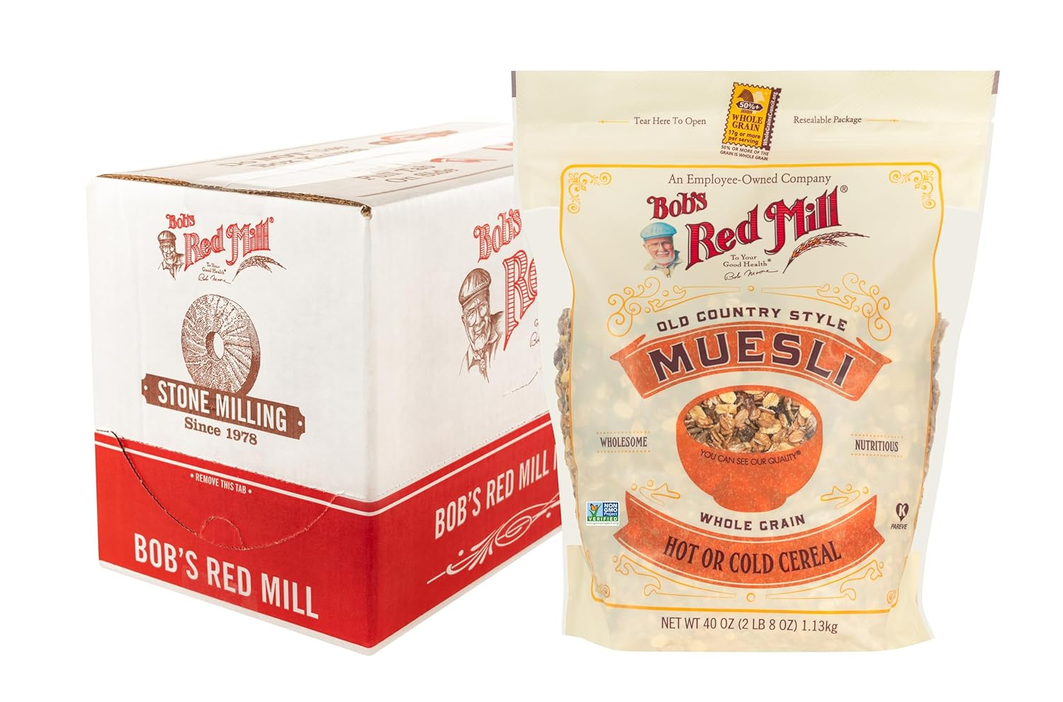 6893aa9a22f477eeca710c0c8c3c9c96f97b6bad50c570bafbb10.jpg Bob's Red Mill Old Country Style Muesli, 40oz (Pack of 4) - Non GMO, Whole Grain, Vegan, Kosher
