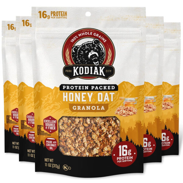 6893aaeb7e80d0591a662f16d88070e728c3ddb042cf03804df6e.jpg Kodiak Cakes Granola, Honey Oat, High Protein, 100% Whole Grains (Pack of 5 pouches)