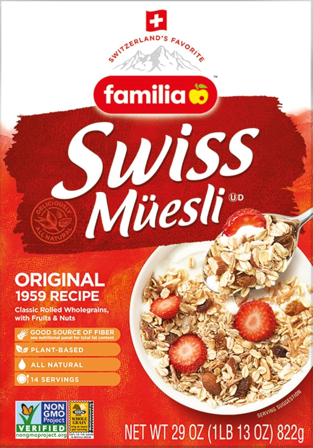 6893ab6e41c8722234eaacd63c0b38bd2fb6c20287e26c2b1a943.jpg Familia Swiss Muesli Cereal, Original Recipe with Fruit and Nuts - Enjoy Hot, Cold or as Overnight Oats, 29 oz (Pack of 1)