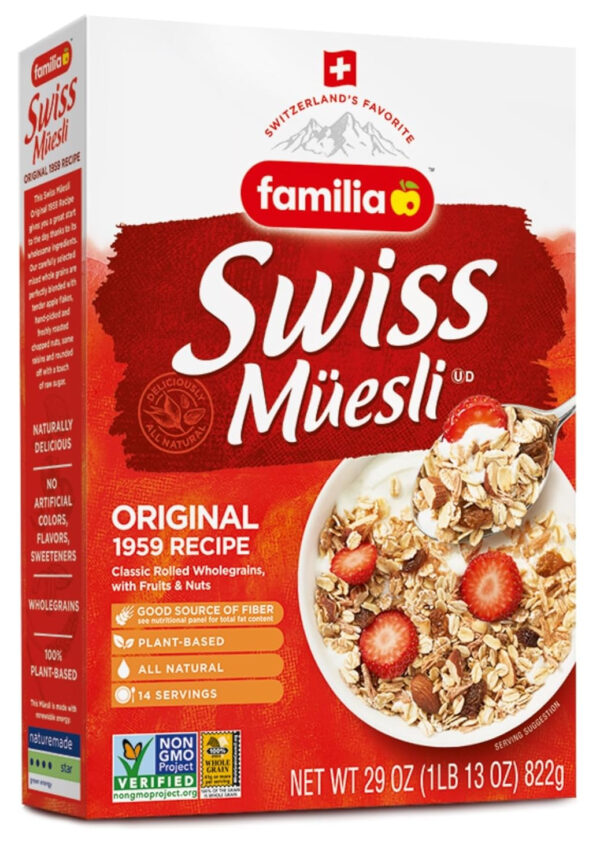 Familia Swiss Muesli Cereal, Original Recipe with Fruit and Nuts - Enjoy Hot, Cold or as Overnight Oats, 29 oz (Pack of 1)