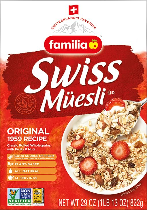 Familia Swiss Muesli Cereal, Original Recipe with Fruit and Nuts - Enjoy Hot, Cold or as Overnight Oats, 29 oz (Pack of 1)