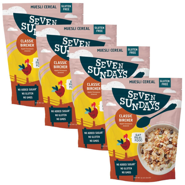 Seven Sundays Muesli Cereal Variety Pack - 4 Count, 12 Oz Bag - Certified Gluten Free Muesli - Non GMO, No Refined Sugar and Kosher