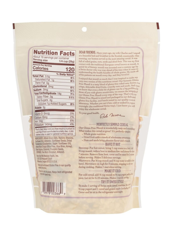 Bob's Red Mill Gluten Free Muesli Cereal, 16oz (Pack of 4)