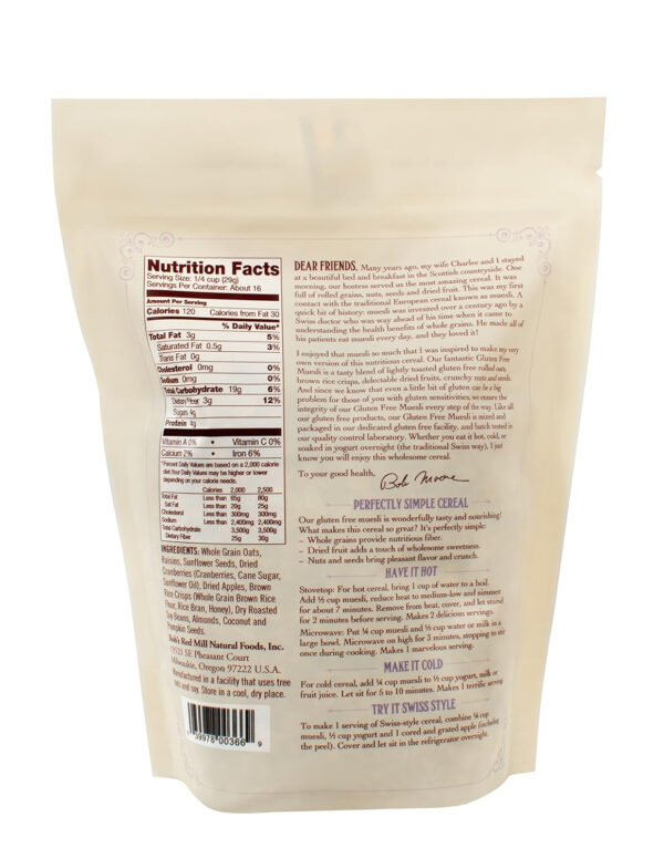 Bob's Red Mill Gluten Free Muesli Cereal, 16oz (Pack of 4)