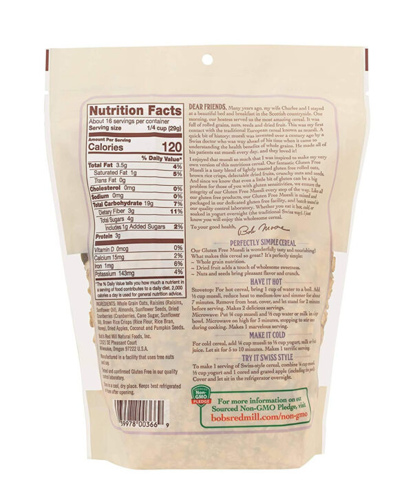 Bob's Red Mill Gluten Free Muesli Cereal, 16oz (Pack of 4)