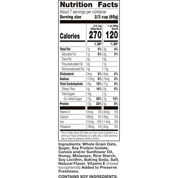 6893ac6a5528b00a53009192bc65e03acaf7119071e0ad1bd4b45.jpg Nature Valley Protein Granola, Oats and Honey Granola, Resealable Snack Pouch, Family Size, 17 oz