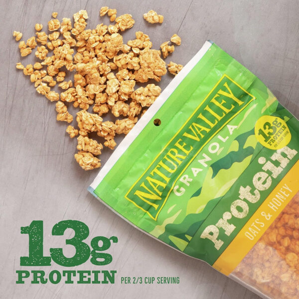 6893ac6cce11862ff5cce4a1d0ad4c4f8395eadcbc2f10804bd31.jpg Nature Valley Protein Granola, Oats and Honey Granola, Resealable Snack Pouch, Family Size, 17 oz
