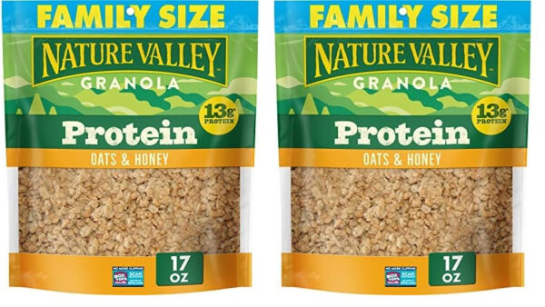 6893ac76d2632d59fe1c2fe5784b9bb769bf3d6805597c7d5a4b2.jpg Nature Valley Protein Granola, Oats and Honey Granola, Resealable Snack Pouch, Family Size, 17 oz