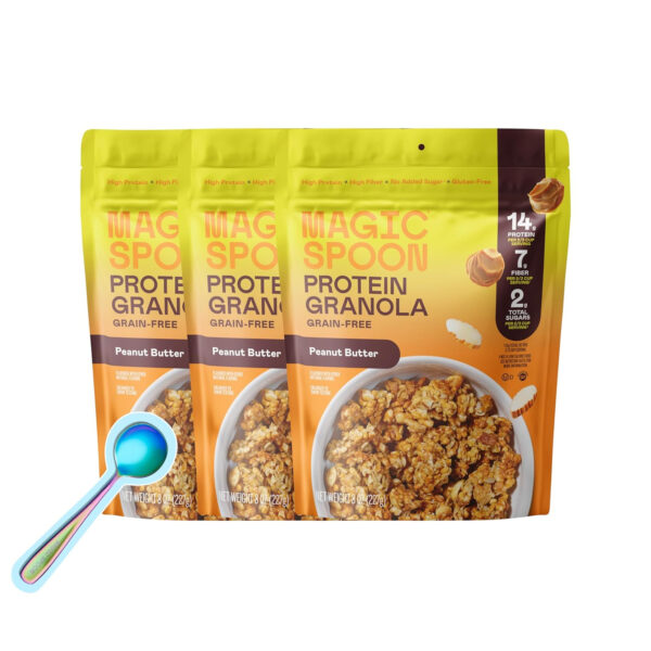 6893aced637388ea39285ba8b210c897718cb231a8729dc4c18b8.jpg Magic Spoon Protein Granola - High Protein Granola, Keto Friendly, Low Sugar, Grain Free, Healthy Breakfast or Quick Snack (1 bags each: Honey Almond, Peanut Butter)