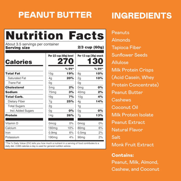 6893aceea3a6547f6e8615209d7b8fff918759463ef6e9c651cd2.jpg Magic Spoon Protein Granola - High Protein Granola, Keto Friendly, Low Sugar, Grain Free, Healthy Breakfast or Quick Snack (1 bags each: Honey Almond, Peanut Butter)