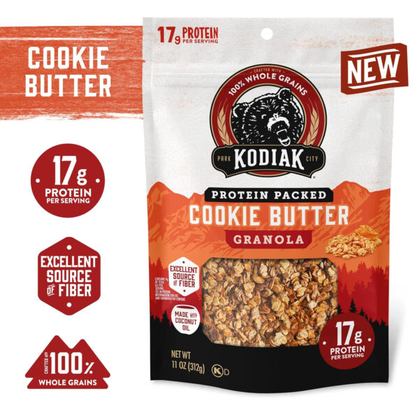 6893ad09d76a191a334896c8c29cb33b0459bc96700401cd8c70d.jpg Kodiak Cakes Granola Pouch, Cookie Butter, High Protein, 100% Whole Grains (Pack of 5 pouches)