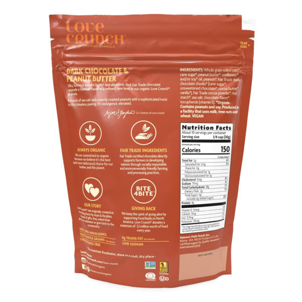 Love Crunch Organic Dark Chocolate & Red Berries Granola, 11.5 oz (Pack of 1), Non-GMO, Fair Trade, by Nature's Path