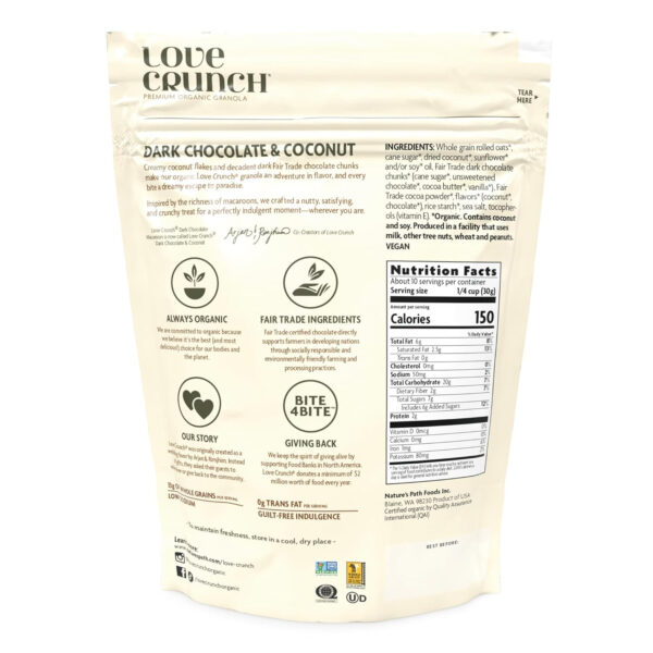 Love Crunch Organic Dark Chocolate & Red Berries Granola, 11.5 oz (Pack of 1), Non-GMO, Fair Trade, by Nature's Path