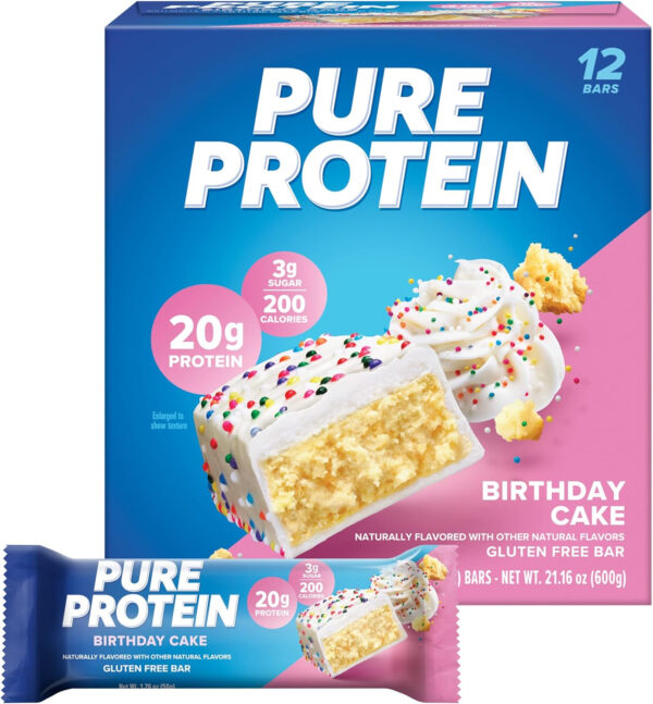 Pure Protein Bars, High Protein, Nutritious Snacks to Support Energy, Low Sugar, Gluten Free, Chocolate Peanut Butter, 1.76oz, 12 Count (Packaging May Vary)