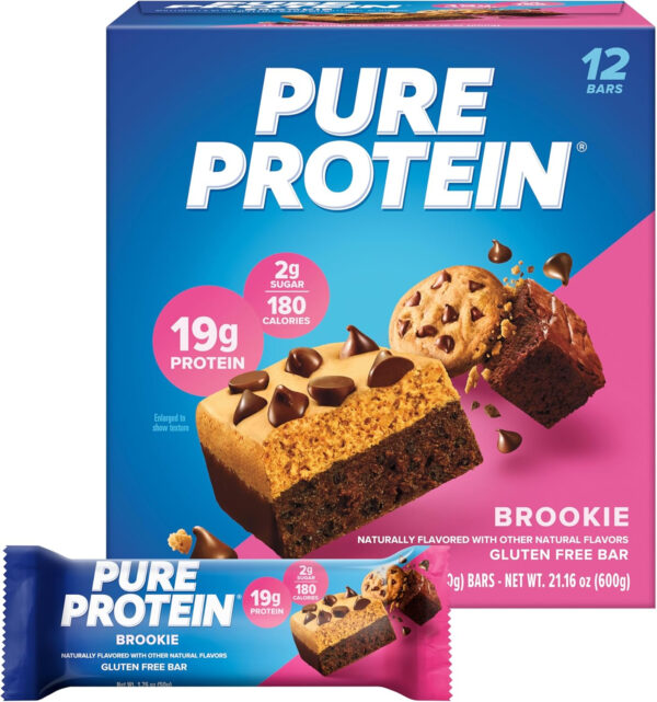 Pure Protein Bars, High Protein, Nutritious Snacks to Support Energy, Low Sugar, Gluten Free, Chocolate Peanut Butter, 1.76oz, 12 Count (Packaging May Vary)