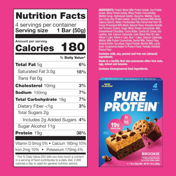 Pure Protein Bars, High Protein, Nutritious Snacks to Support Energy, Low Sugar, Gluten Free, Chocolate Peanut Butter, 1.76oz, 12 Count (Packaging May Vary)
