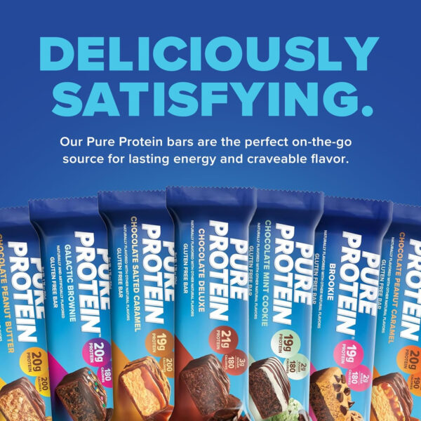 Pure Protein Bars, High Protein, Nutritious Snacks to Support Energy, Low Sugar, Gluten Free, Chocolate Peanut Butter, 1.76oz, 12 Count (Packaging May Vary)