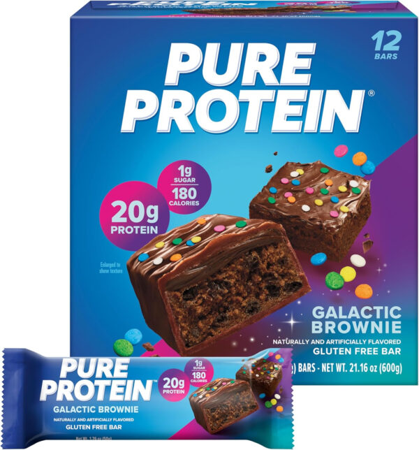 Pure Protein Bars, High Protein, Nutritious Snacks to Support Energy, Low Sugar, Gluten Free, Chocolate Peanut Butter, 1.76oz, 12 Count (Packaging May Vary)
