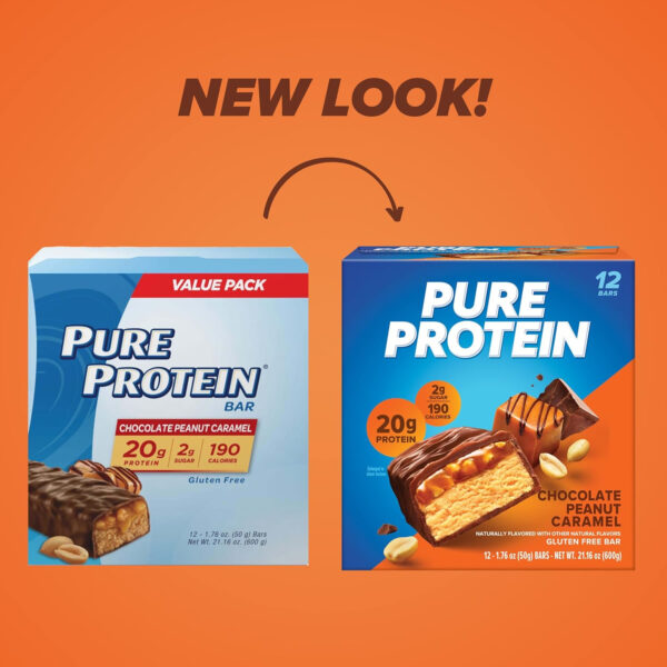 Pure Protein Bars, High Protein, Nutritious Snacks to Support Energy, Low Sugar, Gluten Free, Chocolate Peanut Butter, 1.76oz, 12 Count (Packaging May Vary)