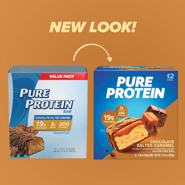 Pure Protein Bars, High Protein, Nutritious Snacks to Support Energy, Low Sugar, Gluten Free, Chocolate Peanut Butter, 1.76oz, 12 Count (Packaging May Vary)