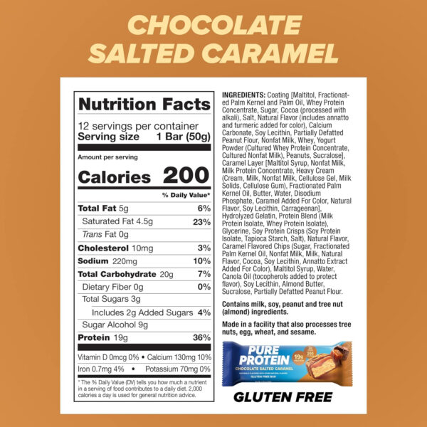 Pure Protein Bars, High Protein, Nutritious Snacks to Support Energy, Low Sugar, Gluten Free, Chocolate Peanut Butter, 1.76oz, 12 Count (Packaging May Vary)