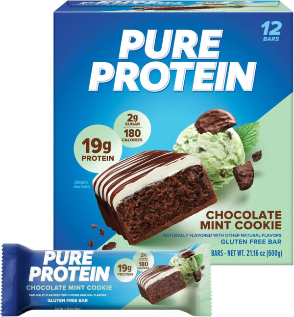 Pure Protein Bars, High Protein, Nutritious Snacks to Support Energy, Low Sugar, Gluten Free, Chocolate Peanut Butter, 1.76oz, 12 Count (Packaging May Vary)