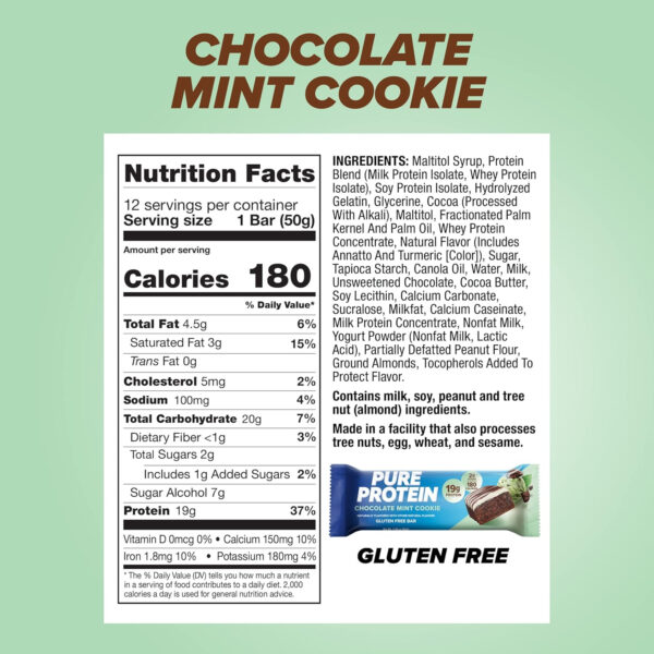 Pure Protein Bars, High Protein, Nutritious Snacks to Support Energy, Low Sugar, Gluten Free, Chocolate Peanut Butter, 1.76oz, 12 Count (Packaging May Vary)