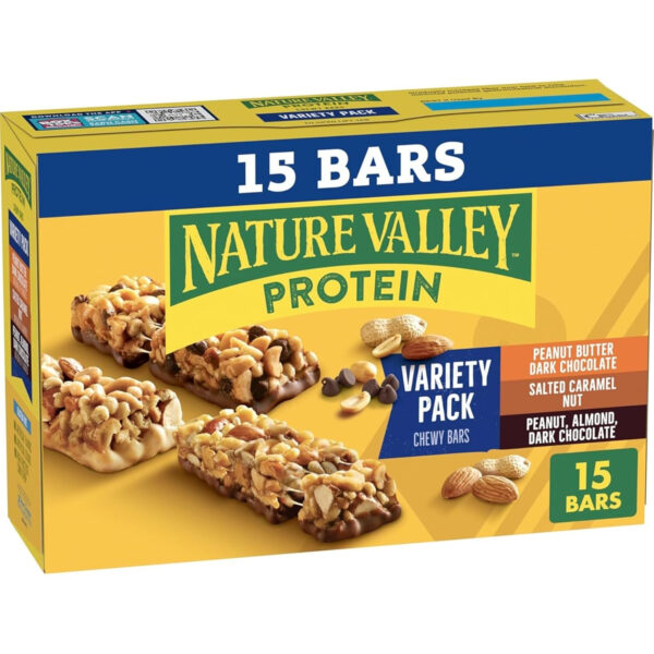 6893aee553fb155aaabdf835f06bcc8f24896feddf9114e09cbe3.jpg Nature Valley Protein Chewy Snack Bars, Variety Pack, 15 Bars, 21.3 oz