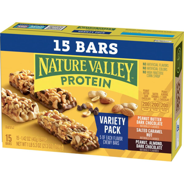 6893aee7b5da305e4c787d7a7782d95a4016327c1b10f401b7398.jpg Nature Valley Protein Chewy Snack Bars, Variety Pack, 15 Bars, 21.3 oz