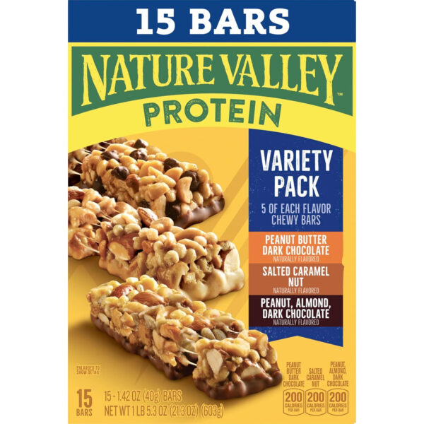 6893aeea142ee95f9a31d8eeb95cd5c0a72f41fccac6d8ba93c9a.jpg Nature Valley Protein Chewy Snack Bars, Variety Pack, 15 Bars, 21.3 oz