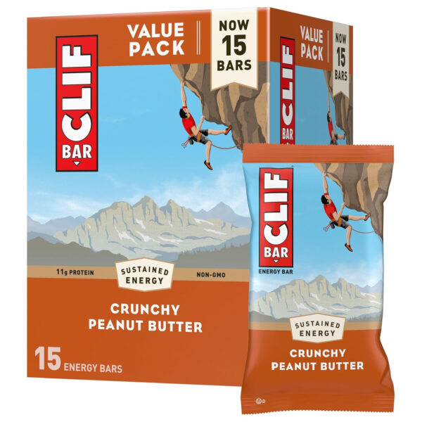 6893af66a2859ba7f975f79a619766cd61c6fd6e8f7c6e8f3a256.jpg CLIF BAR - Protein Bars - Crunchy Peanut Butter - Made with Organic Oats - Energy Bars - Non-GMO (15 Pack)