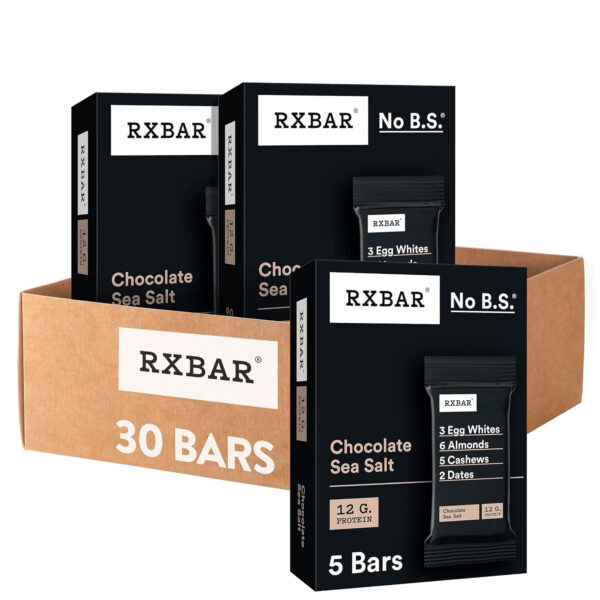RXBAR Protein Bars, Protein Snack, Snack Bars, Chocolate Sea Salt, 22oz Box (12 Bars)