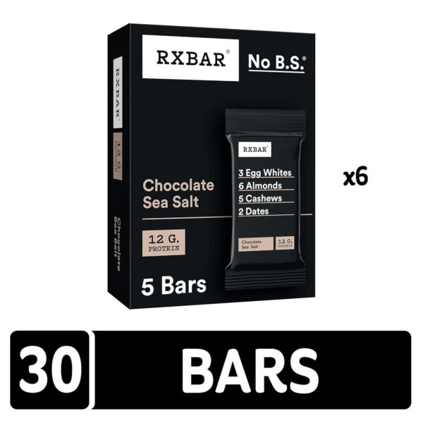 RXBAR Protein Bars, Protein Snack, Snack Bars, Chocolate Sea Salt, 22oz Box (12 Bars)