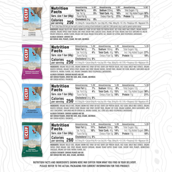 CLIF BAR - Variety Pack - 4 Flavors - Made with Organic Oats - Energy Bars - Non-GMO - Plant Based Protein Bars (12 Pack)