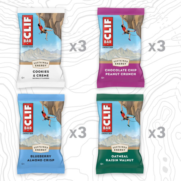 CLIF BAR - Variety Pack - 4 Flavors - Made with Organic Oats - Energy Bars - Non-GMO - Plant Based Protein Bars (12 Pack)