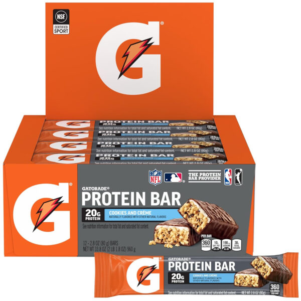 Gatorade Whey Protein Recover Bars, Chocolate Chip, 2.8 ounce(Pack of 12)