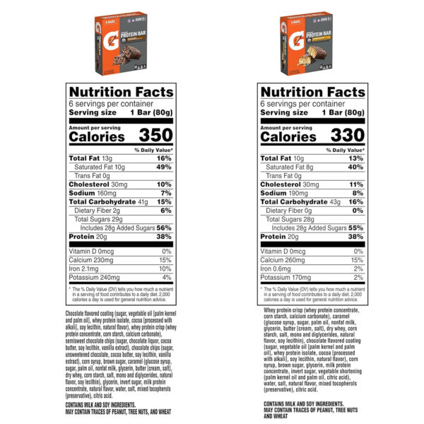 Gatorade Whey Protein Recover Bars, Chocolate Chip, 2.8 ounce(Pack of 12)