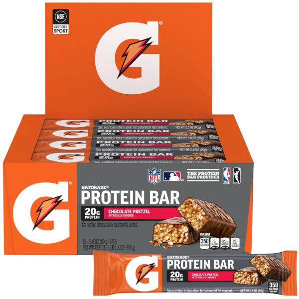 Gatorade Whey Protein Recover Bars, Chocolate Chip, 2.8 ounce(Pack of 12)