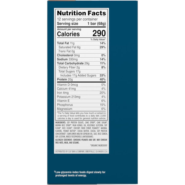 CLIF BUILDERS Protein Bars - Chocolate Peanut Butter Flavor - 20g Plant Based Protein - Gluten Free - Non-GMO - Low Glycemic - No Artificial Sweeteners - Value Pack, 2.4 oz. (12 Count)