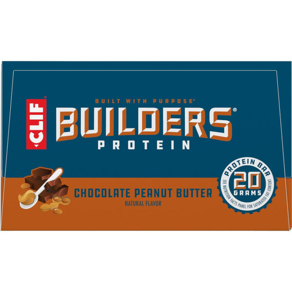 CLIF BUILDERS Protein Bars - Chocolate Peanut Butter Flavor - 20g Plant Based Protein - Gluten Free - Non-GMO - Low Glycemic - No Artificial Sweeteners - Value Pack, 2.4 oz. (12 Count)