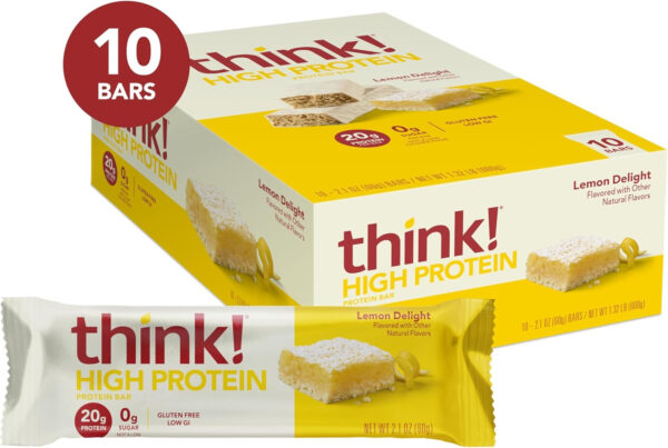 6893b089738b5bebee24035ce6175e4ea7cd33740b4b54a52dd38.jpg think! Protein Bars, High Protein Snacks, Gluten Free, Kosher Friendly, Creamy Peanut Butter, Nutrition Bars, 2.1 Oz per Bar, 12 Count (Packaging May Vary)